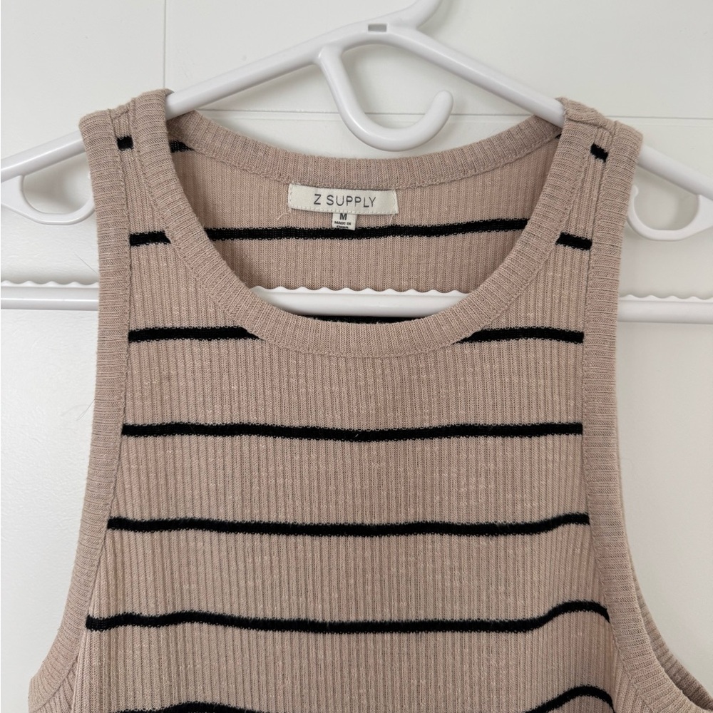 Z Supply Taupe and Black Ribbed Tank